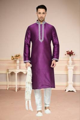 Purple Dupion Kurta Pajama 1
