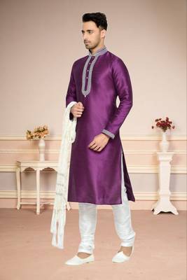 Purple Dupion Kurta Pajama 2