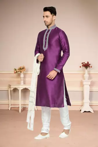 Purple Dupion Kurta Pajama