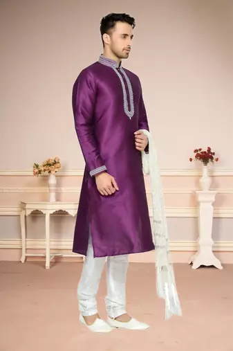 Purple Dupion Kurta Pajama