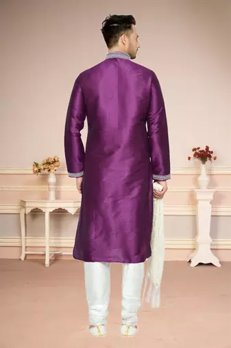 Purple Dupion Kurta Pajama
