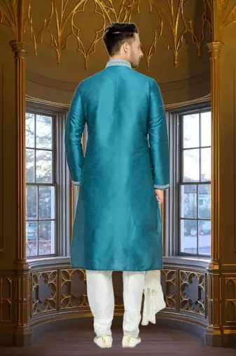 Rama Green Dupion Kurta Pajama