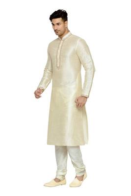 Indian Poshakh Cream Dupion Kurta Pajama 3