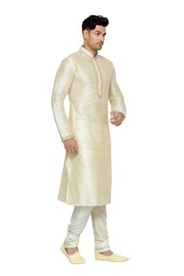 Indian Poshakh Cream Dupion Kurta Pajama 4