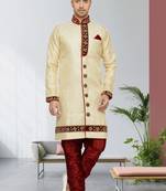Indian Poshakh Gold Semi Indo Brocket Kurta Pajama