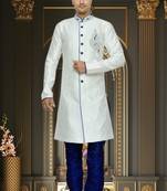 Off White Semi Indo Brocket Kurta Pajama