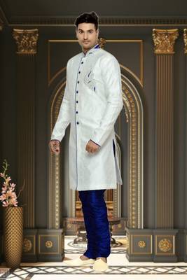 Off White Semi Indo Brocket Kurta Pajama 2