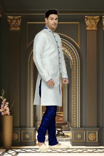 Off White Semi Indo Brocket Kurta Pajama