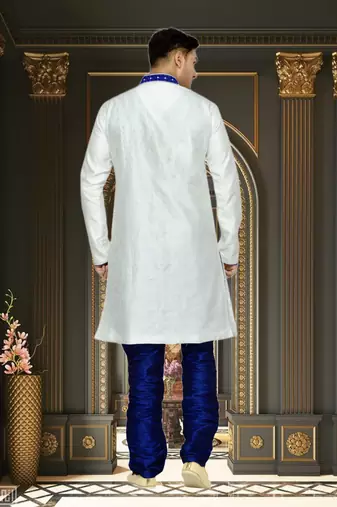 Off White Semi Indo Brocket Kurta Pajama