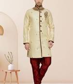 Indian Poshakh Gold Semi Indo Brocket Kurta Pajama