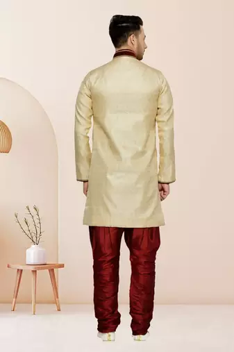 Indian Poshakh Gold Semi Indo Brocket Kurta Pajama