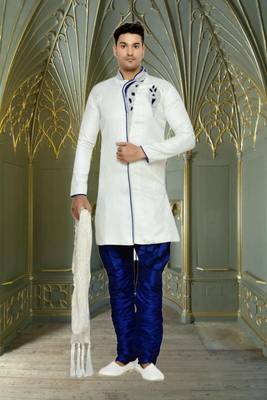Off White Semi Indo Brocket Sherwani 1