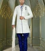 Off White Semi Indo Brocket Sherwani