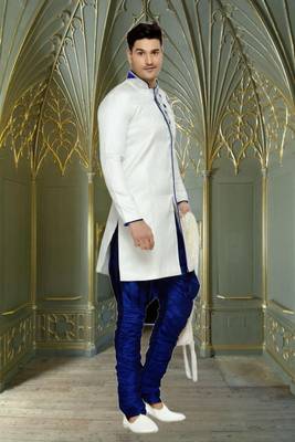 Off White Semi Indo Brocket Sherwani 3