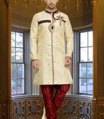 Indian Poshakh Gold Semi Indo Brocket Kurta Pajama