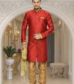 Indian Poshakh Maroon Semi Indo Brocket Kurta Pajama