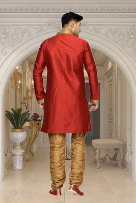 Indian Poshakh Maroon Semi Indo Brocket Kurta Pajama 4