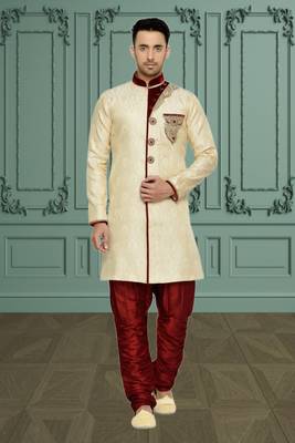 Indian Poshakh Gold Semi Indo Brocket Indo Western 1