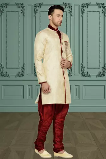 Indian Poshakh Gold Semi Indo Brocket Indo Western