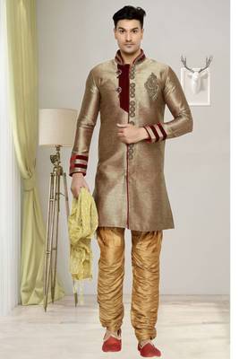 Antique Semi Indo Brocket Kurta Pajama 1