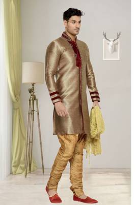 Antique Semi Indo Brocket Kurta Pajama 3