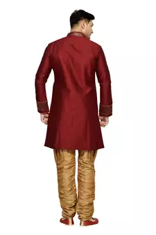 Maroon Semi Indo Brocket Kurta Pajama