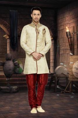 Indian Poshakh Gold Semi Indo Brocket Indo Western 1