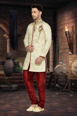 Indian Poshakh Gold Semi Indo Brocket Indo Western 2