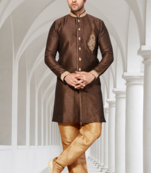 Coffee Semi Indo Ghiccha Silk Kurta Pajama