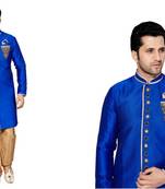 Royal Blue Semi Indo Ghiccha Silk Kurta Pajama