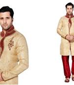 Indian Poshakh Gold Semi Indo Jacquard Kurta Pajama