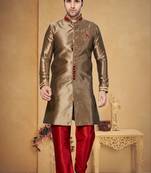 Indian Poshakh Copper Semi Indo Ghichha Silk Kurta Pajama