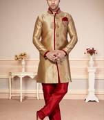 Chikoo Semi Indo Gichha Silk Kurta Pajama