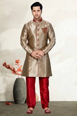 Copper Semi Indo Gichha Silk Kurta Pajama 1