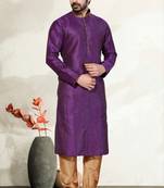 Indian Poshakh Purple Mix Wine Art Dupion Kurta Pajama