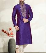 Indian Poshakh Double Tone Purple Art Dupion Kurta Pajama