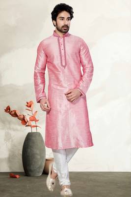 Pink Art Dupion Kurta Pajama 1