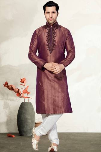 Indian Poshakh Copper Art Dupion Kurta Pajama