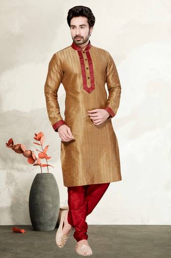 Indian Poshakh Chocolate Art Dupion Kurta Pajama