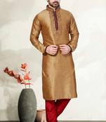 Dark Gold Art Dupion Kurta Pajama
