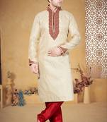 Indian Poshakh Gold Gichha Silk Kurta Pajama