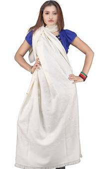 Stylish Embroidery Pure Kashmiri Warm White Shawl