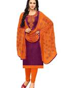 Purple embroidered jacquard salwar