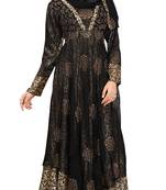 Black & Golden Colour Diamond Stone Work Satin & Georgette With Printed Inner Design Anarklai Style Burka