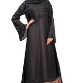 Black Colour Beads Stone Work Georgette & Nida With Printed Inner Design Straight Burka