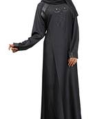 Black Colour High Quality Nida Stone Work A-Line Style Burka