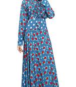 Multi Colour Printed Stretchable Lycra Anarklai Style Burka With Waist Belt