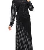 Black Colour Printed Stretchable Lycra Stone Work Burka