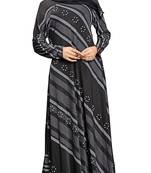Black & White Colour Silver Pearl Work Stretchable Lycra Anarkali Style Burka