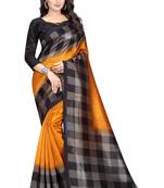 Yellow plain art silk sarees saree with blouse